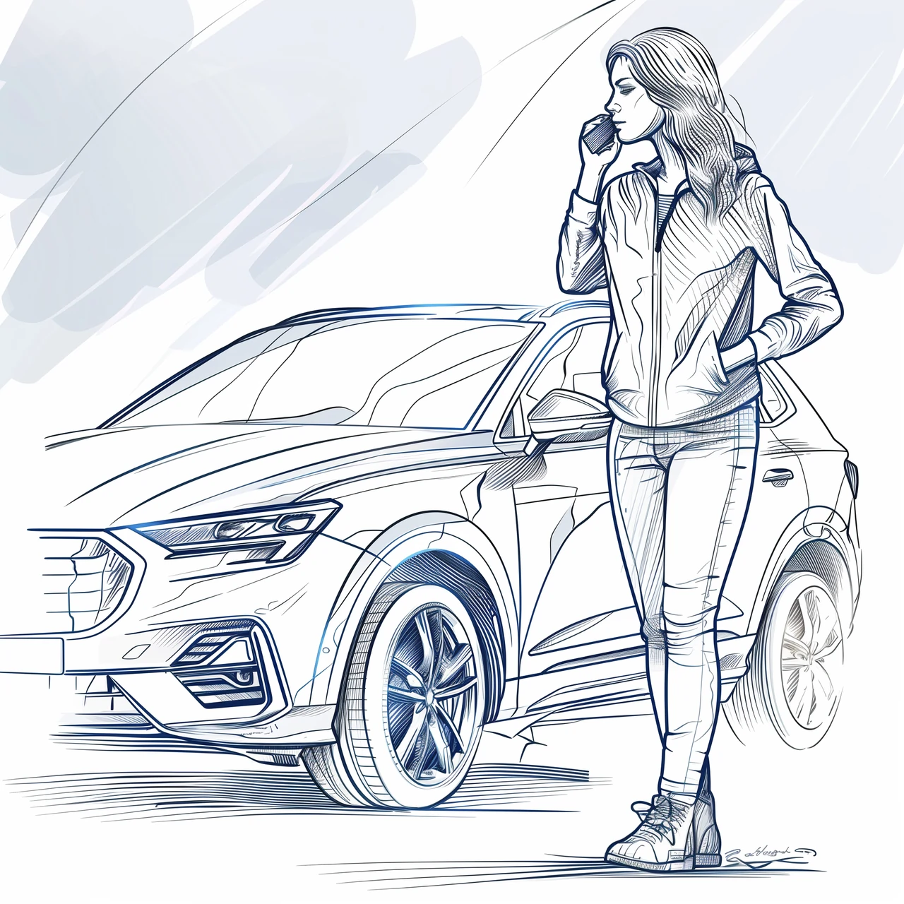 Frau telefoniert nach Unfall mit Kfz Gutachter in Prenzlauer Berg